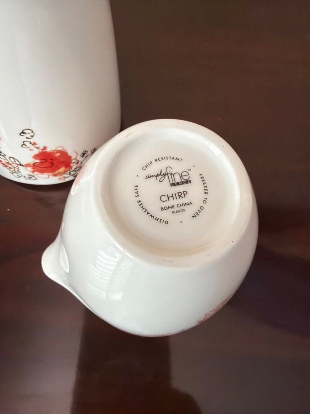Lenox "Chirp" Creamer and Sugar Bowl w/Lid Set of 2 Pre-owned No Box - Picture 16 of 16